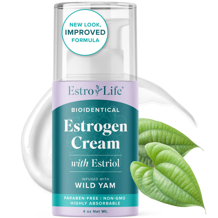 Estrogen Cream with Wild Yam Cream for Hormone Balance | Bioidentical Menopause & Menstrual Support | 200mg USP Micronized Estriol with Vitamin A, Manganese, Black Currant Oil | 80 Servings, 4oz Pump