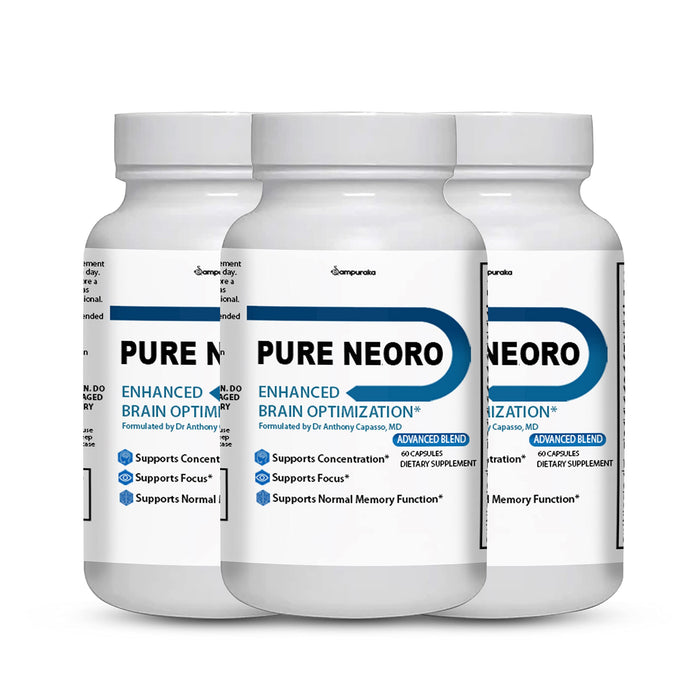 PURELIFE ORGANICS Pure Neuro Enhanced Brain Optimization, Focus, Memory 3 Bottles 180 Capsules