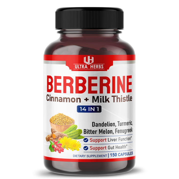 ULTRA HERBS Premium Berberine 12,200MG with Cinnamon, Milk Thistle *USA Made & Test* Promote