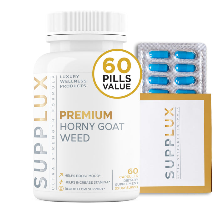 Premium Horny Goat Weed 9x Strength | Fully Dosed Pills for Men Fast Acting Blood Flow, Build Muscle, Size, Strength, Stamina | 9 Ultra Ingredients for Fast Results | Proven Formula - 60 Caps