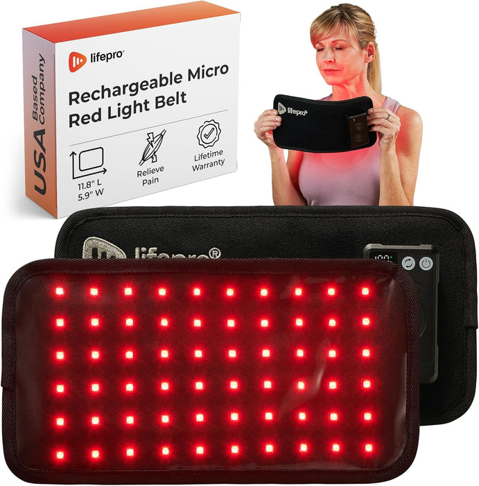 Lifepro Micro Red Light Therapy Belt with Vibration - NIR & Red Light Therapy for Body - Target Discomfort, Accelerate Recovery, & Boost Athletic Performance - Red, NIR, Pulse, Vibration, & Intensity