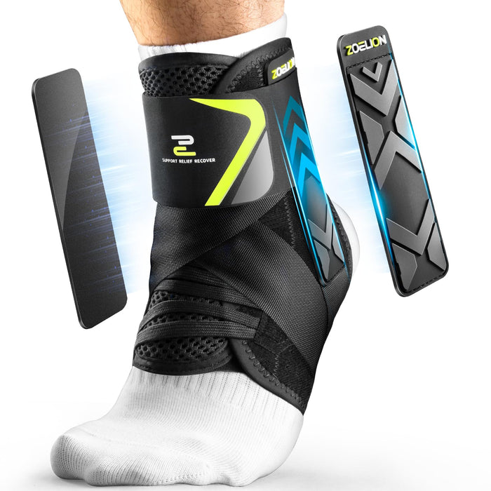 ZOELION Quick Lace Up Ankle Brace with Side Stabilizing Pads, Slim Fit Ankle Support Brace, Adjustable & Breathable Ankle Support for Men Women, Ankle Stabilizer for Sprain,Injury Recovery,Sports,M