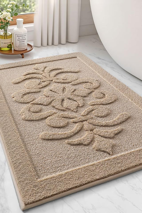 LUMI Ultra Absorbent Bathroom Rug Non Slip Rubber Backing, Machine Washable Bath Mat Soft Premium Microfiber, Elegant Luxury Bath Rugs Quick Dry for Bathtub and Shower Floor, Decor, 24x36