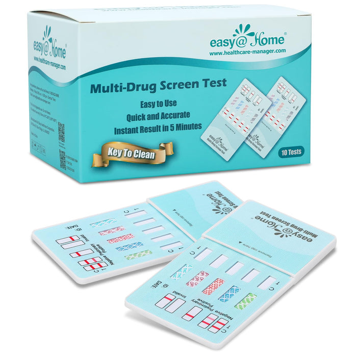 Easy@Home Multi-Drug Screen Test: at Home Drug Testing Kits Detecting Amphetamine Oxazepam Cocaine Morphine Cannabinoids Human Urine Sample Only - #EDOAP-754 (10 Pack)