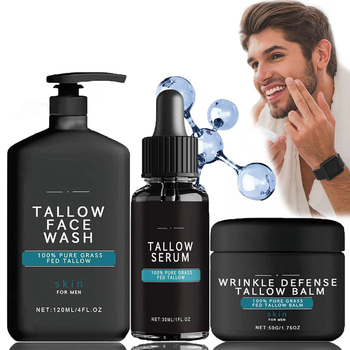 Forge Skin Care for Men - Wrinkle Defense Tallow Balm, Tallow Face Moisturizer, Natural Tallow Men's Face Wash, Beef Tallow for Skin Face Moisturizer, Anti-Wrinkle Night Serum (1 Set)GET 20% OFF STOREWIDE!
