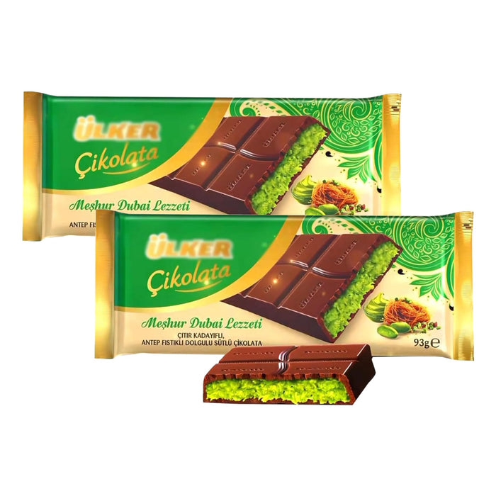 Dubai Chocolate - Milk Chocolate With Pistachio, 93 gram x 2 count Total 6.4 oz