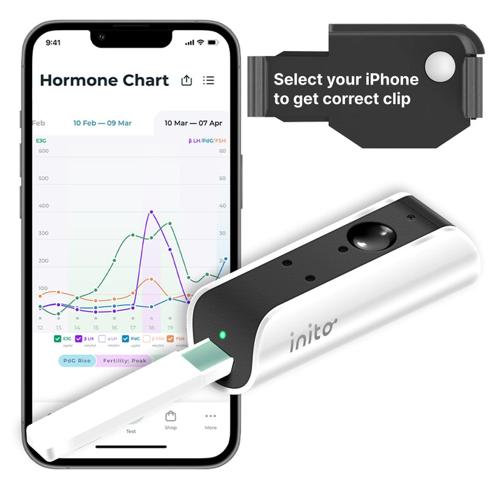 Inito Fertility Monitor & Hormone Tracker for Women | Estrogen, LH, PdG (Urine Metabolite of progesterone), FSH | Track and Confirm Ovulation | Includes 15 Test Strips (iPhone 16 Pro Max)