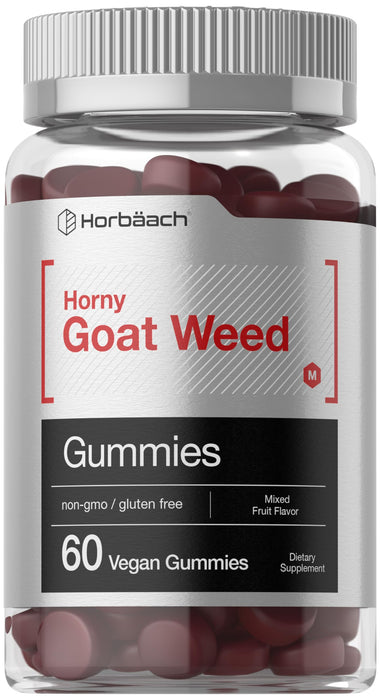 Horbäach Horny Goat Weed for Men and Women | 60 Gummies | Mixed Fruit Flavor | Includes Maca | Vegan, Non-GMO, and Gluten Free Formula