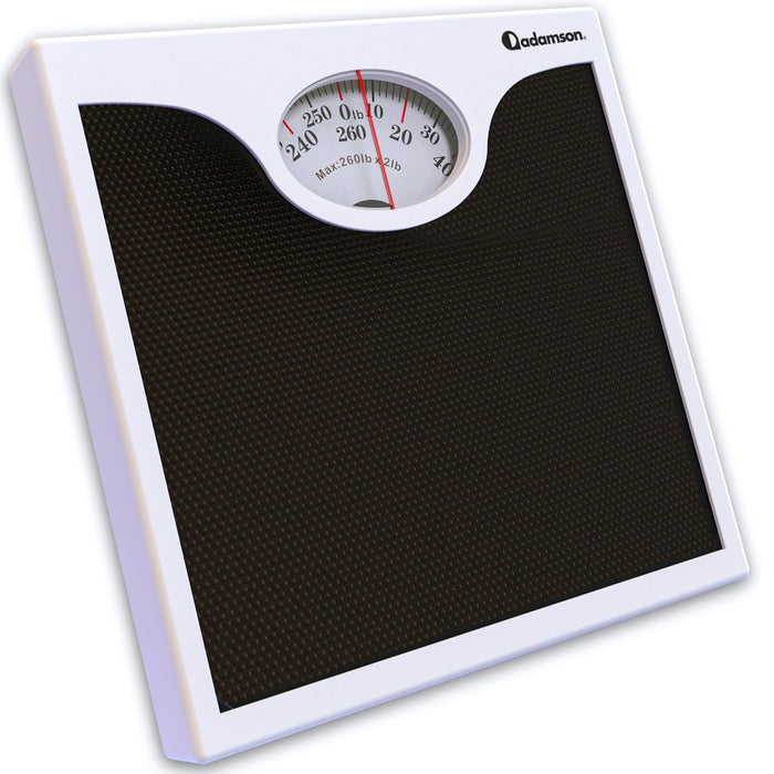 Adamson A22 Bathroom Scale for Body Weight - Up to 260 LB - Anti-Skid Rubber Surface - Analog Bathroom Weight Scales