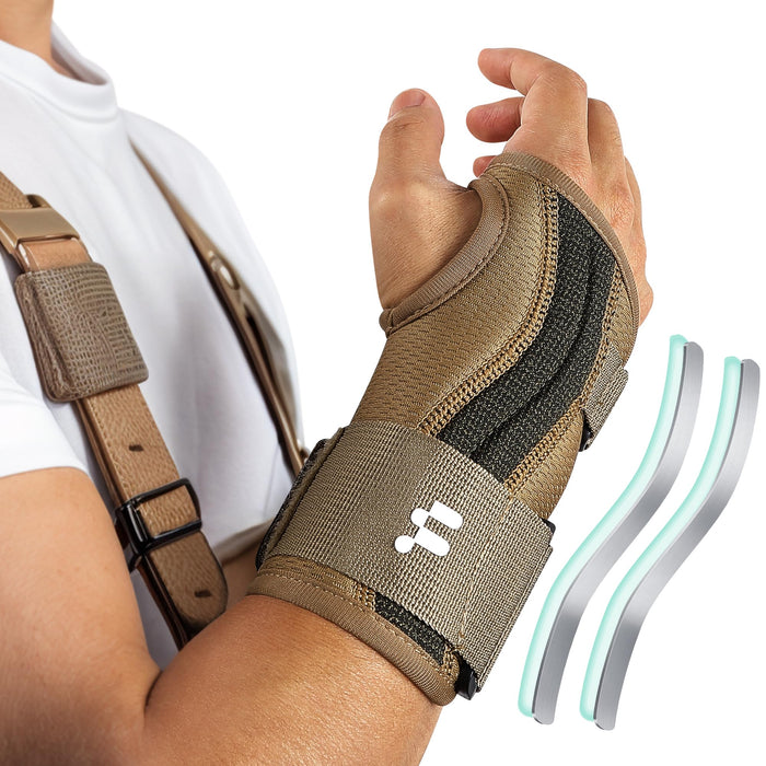 Fitomo Carpal Tunnel Wrist Brace For Work With Splint and Palm Cushion, Wrist Pain Relief Support for Men and Women, Ideal for Carpal Tunnel, Tendinitis, Arthritis (Left Hand, L/XL)
