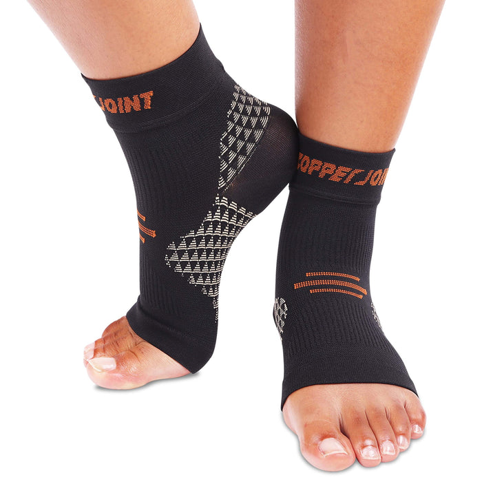 CopperJoint Foot Sleeve - Elastic Ankle Compression Socks for Women & Men, Foot Braces, Copper Ankle Brace Women Wrap, Copper Infused Compression Support for Running, Sports - Large