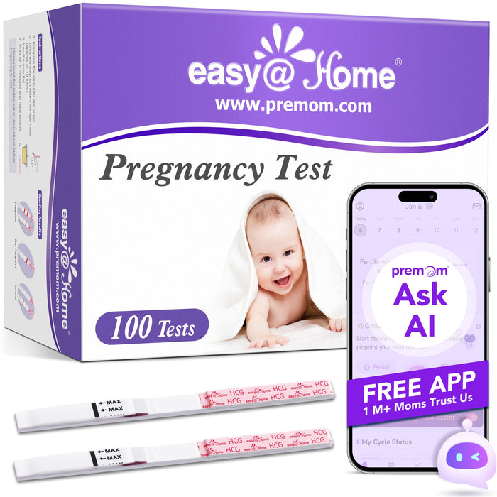 Easy@Home Pregnancy Test Strips Kit: 100 Pack hCG Test Strips - Early Detection Home Bulk Pregnancy Strips | EZW1-S:100