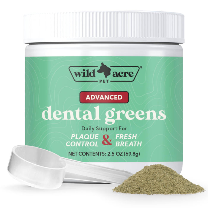 Wild Acre Dental Powder for Dogs - Dog Breath Freshener Dental Powder for Teeth Cleaning Plaque Off, Dental Care for Dogs, Tartar Remover for Teeth - Fresh Breath Probiotics