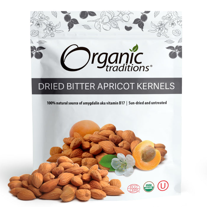 Organic Traditions Organic Apricot Seeds Organic Bitter Apricot Kernels, Non-GMO Vegan Apricot Seeds, 1/2 lb (8oz)