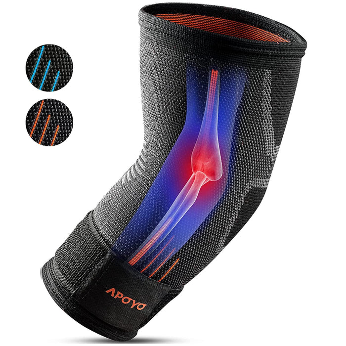 APOYO Elbow Brace for Tendonitis and Tennis Elbow, Compression Sleeve for Arthritis, Workouts, Reduce Joint Pain During Fitness Activity (X-Large)