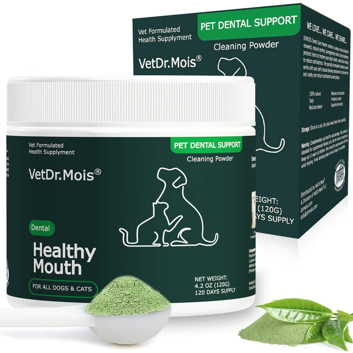 Plaque Removal Natural Dental Powder - Dog and Cat Dental Care and Bad Breath Treatment, Dog and Cat Teeth Cleaning Powder for Healthy Teeth & Gums for All Dogs&Cats - 120g
