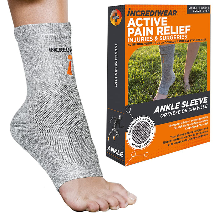 Incrediwear Ankle Sleeve – Ankle Brace for Joint Pain Relief, Sprained Ankle Support, Arthritis, Inflammation Relief, and Circulation for Women and Men (Grey, Small/Medium)