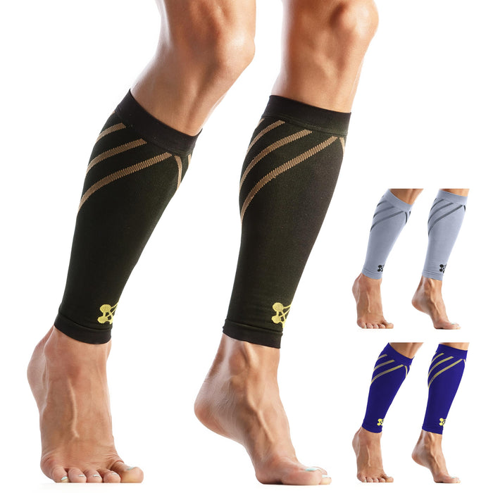 Calf Compression Sleeve for Men & Women βLeg Compression Sleeve for Shin Splint Relief, Leg Cramps, Varicose Vein Compression Leg Sleeve, Calf Sleeves for Runners -Copper Infused Nylon 20-30mmHg Large