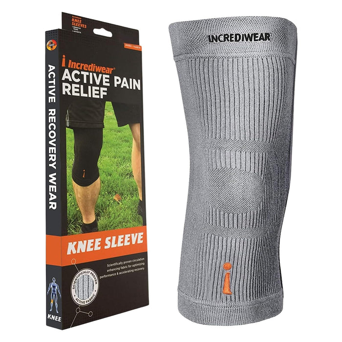 Incrediwear Knee Sleeve – Knee Braces for Knee Pain, Joint Pain Relief, Swelling, Inflammation Relief and Circulation, Knee Support for Women and Men, Fits 12”-14” Above Kneecap (Grey, Medium)