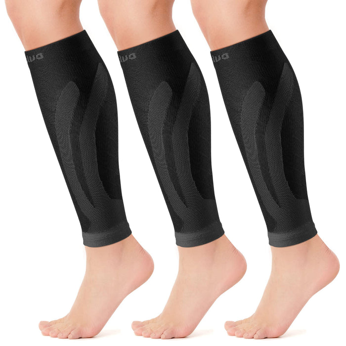 CAMBIVO 3 Pairs Calf Compression Sleeve for Women Men, Leg Support for Shin Splints (XXX-Large, Black)