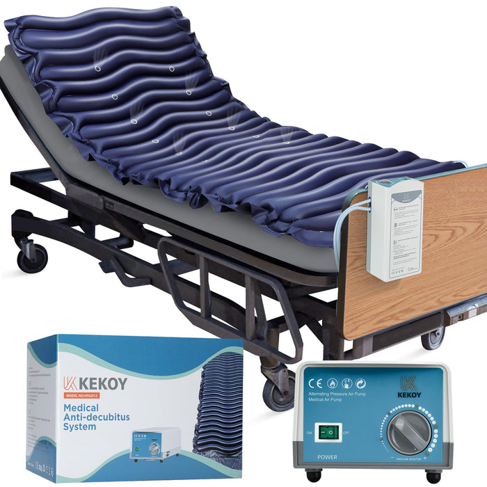 KEKOY Alternating Air Pressure Mattress Pad with Micro Air Vents for Bedsore Prevention, with Whisper Quiet Pump, Waterproof Pressure Relief Ulcer Cushion Pad for Bed Sores for Hospital Bed Home Use