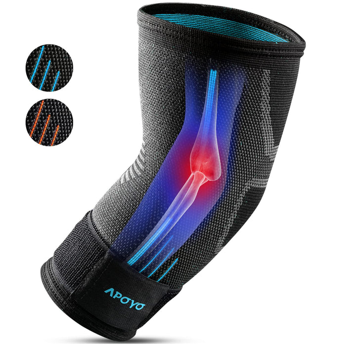 APOYO Elbow Brace for Tendonitis and Tennis Elbow, Compression Sleeve for Arthritis, Workouts, Reduce Joint Pain During Fitness Activity (X-Large)