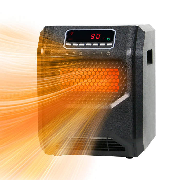 Quartz Space Heater for Indoor Use RealSmart 1500W Electric Heater Remote Control Infrared Heater Office Large Room 3 Heating Modes LED Display Overheat Tip Over Protection