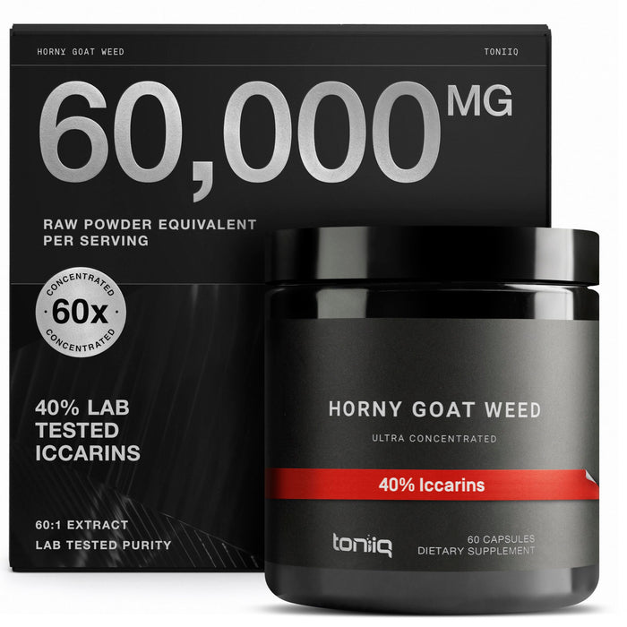 60,000mg Horny Goat Weed for Men & Women - Epimedium sagittatum - 40% Icariins - 60: 1 Concentrated Extract from 1000mg Formula - Third-Party Lab Tested - Premium hornygoatweed for Men - 60 Capsules