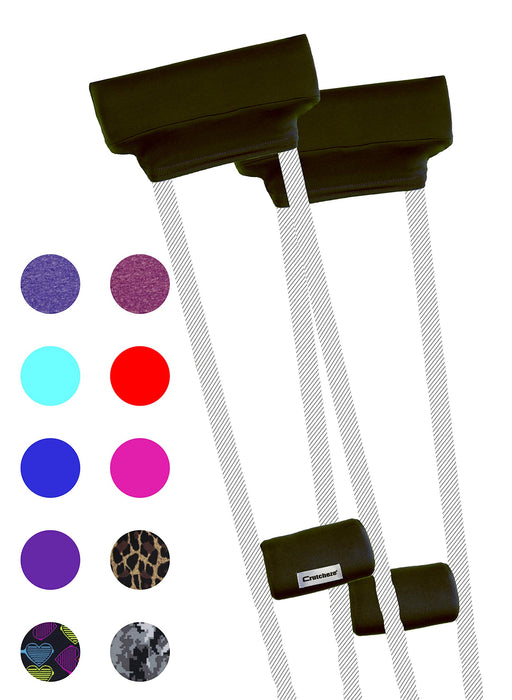 Crutcheze Premium USA Designed Crutch Pad and Hand Grip Covers | Comfortable Underarm Padding Washable Breathable Moisture Wicking Odor Reducing- Accessories for Adult & Youth Crutches (Black)