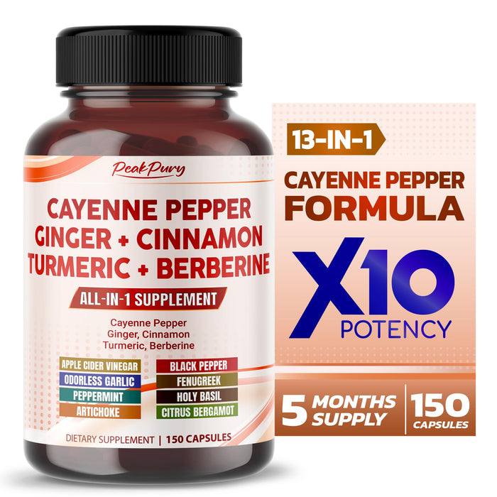 Cayenne Pepper 8000mg Ginger 3000mg Turmeric 2500mg Berberine 2500mg - Digestion, Gut Heath Support - Made in USA