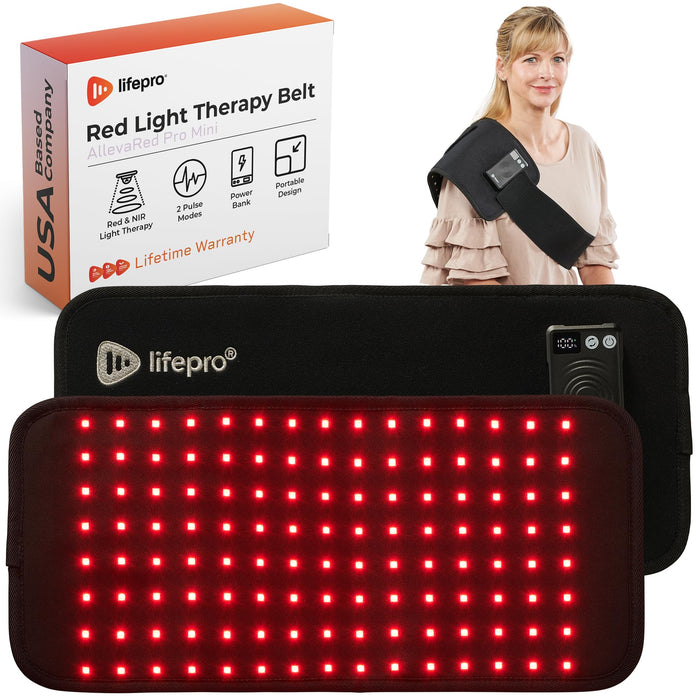 LifePro Mini Red Light Therapy Belt - Powerful NIR & Red Light Therapy for Body - Target Discomfort, Accelerate Recovery, & Improve Athletic Performance - with Red, NIR, Pulse, and Intensity Settings