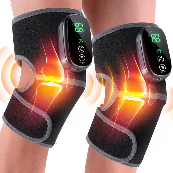 HOMRELEXA Heated Knee Massager, 3 in 1 Knee Massager with Heat and Vibration, Heating Pad for Knee, Knee Heating Pad, Heated Knee Brace(2 pcs)