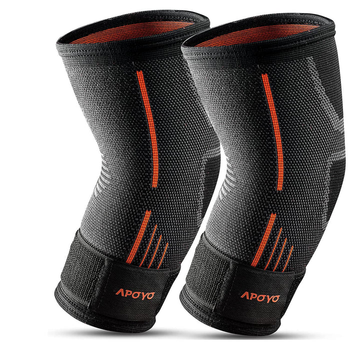 APOYO Elbow Brace for Tendonitis and Tennis Elbow, (Pair) Compression Sleeve for Arthritis, Workouts, Reduce Joint Pain During Fitness Activity (Large)
