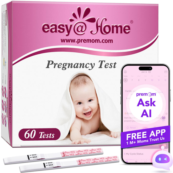 Easy@Home 60 Pregnancy Tests, FSA Eligible, 60 Hcg Test Strips Early Detection - Bulk Pregnancy Strips