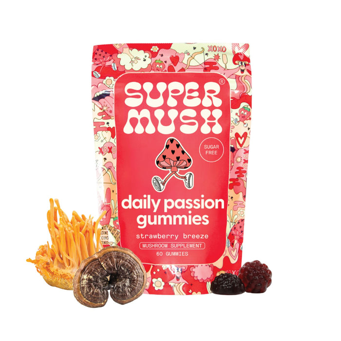 SuperMush Horny Goat Weed Gummies - Horny Goatweed for Men & Women with Cordyceps, Reishi & Maca Root - Maximize Blood Flow, Ignite Feel-Good Vibes & Lasting Energy