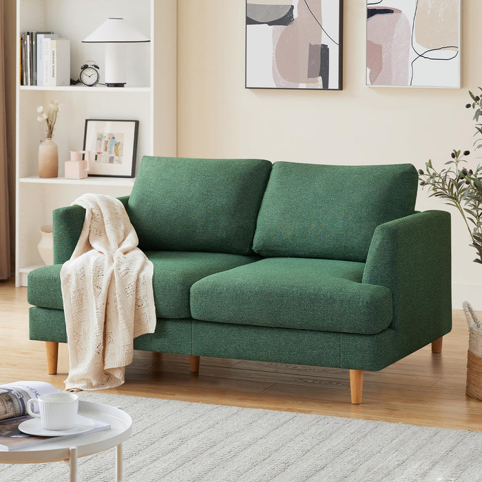 Busaurus Loveseat Sofa 56", Small Couches for Small Spaces Love Seat with 2-Seat Upholstered Cushion, Mid Century Modern Sofa Couches for Living Room, Deep Couch for Bedroom, Apartment, Green