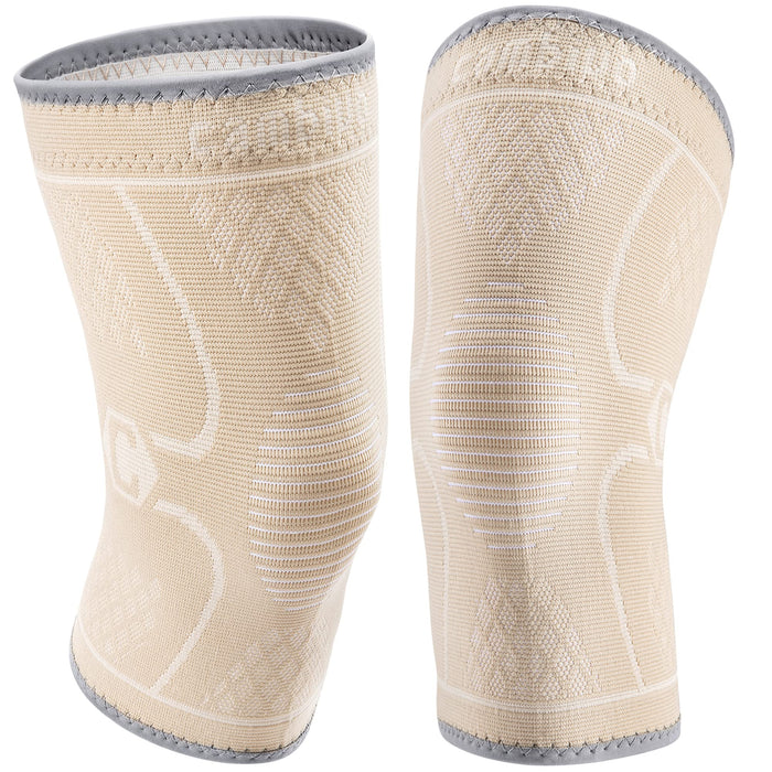 CAMBIVO 2 Pack Knee Brace, Knee Compression Sleeve Support for Men and Women, Knee Pads for Running, Hiking, Meniscus Tear, Arthritis,Joint Pain Relief (Beige,XX-Large)