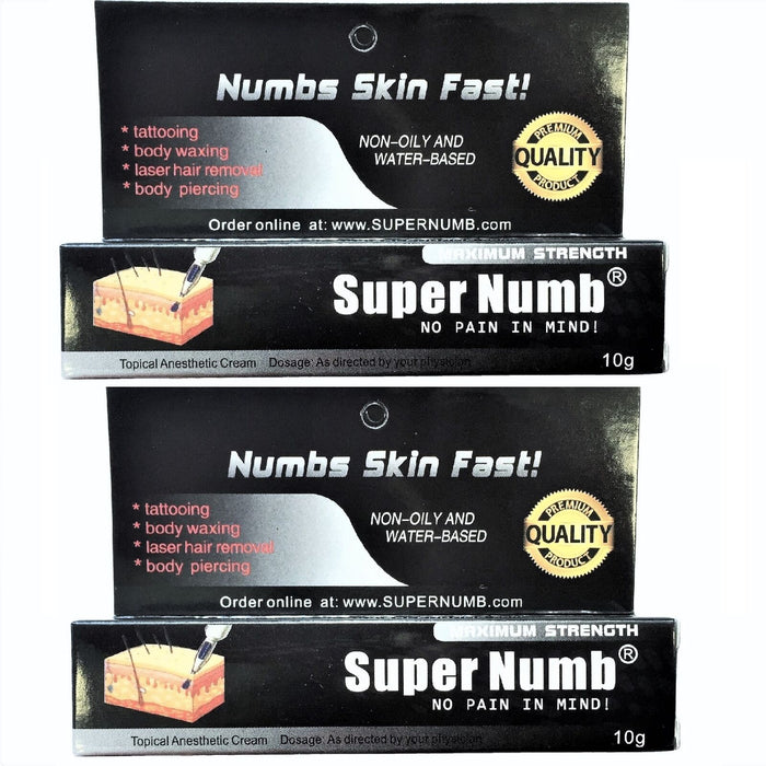 SuperNumb skin numb numbing cream painless piercings waxing laser 2 X 10g