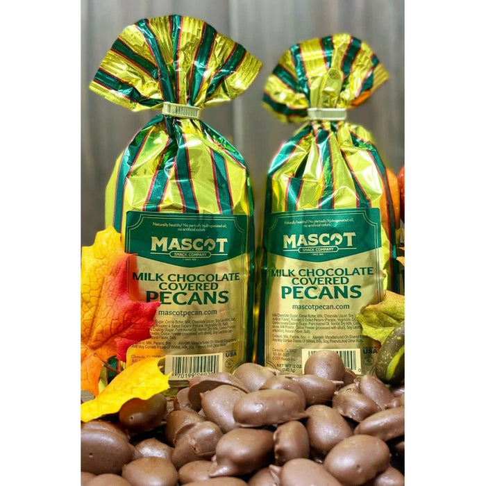 Mascot Pecans Since 1955 - 2 Bags 12 Oz of Milk Chocolate Covered Georgia Pecans