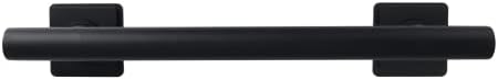 12-inch Coronado Designer Straight Bathroom Shower Grab Bar with Decorative Square Flanges, Matte Black