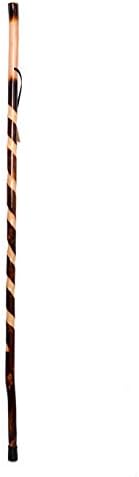 Handcrafted Nature Wood Hiking Stick 55 Inches Long - with Hand Strap and Rubber Tip Cover - Transparent Waterproof Painting Coating