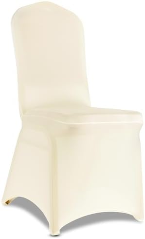 100 Pieces Ivory Chair Covers - Versatile Stretch Polyester Spandex Dining Chair Slipcovers for Dining, Party, Wedding, Banquet, and More