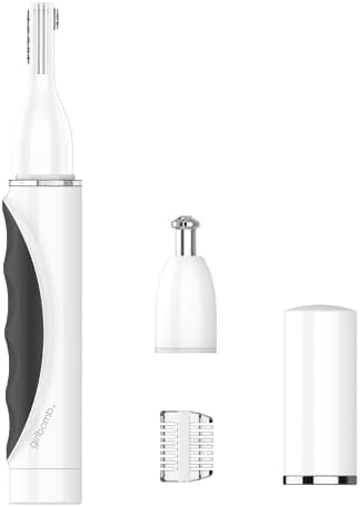 Conair GIRLBOMB Nose Hair Trimmer for Women, Battery-Operated Face Hair Removal for Women, Diamond-Shaped 360° Beveled Blade, LED Light, Packaging May Vary, White