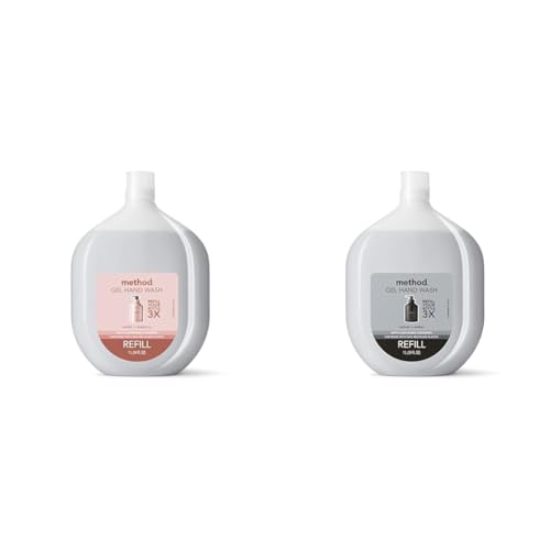 Method Gel Hand Soap Refills, Vanilla + Raspberry and Vetiver + Amber Scents, Biodegradable Formula, 34 Fl Oz (2 Pack)