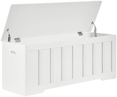 47.2" Storage Chest Extra Large,Storage Trunk with 2 Safety Hinges,Wooden Storage Bench,Shoe Bench,47.2x15.7x19.1 Inch,Easy Assembly,Storage Bench for Bedroom,Living Room,entryway(White).