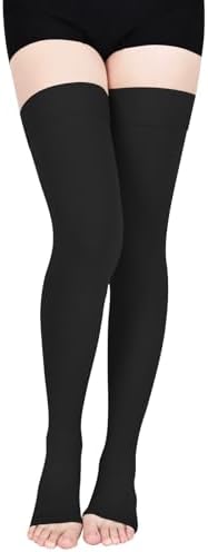 20-30mmHg Compression Stockings for Women, Open-Toe Thigh High Compression Socks, Medical Compression Stockings for Varicose Veins, Swelling, Teacher, Doctor