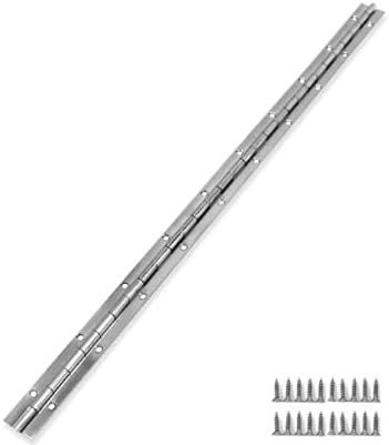 Piano Hinge 24 Inch, 304 Stainless Steel Continuous & Piano Hinges, Heavy Duty Piano Hinges, Continuous Hinges with Polished Finish, 1-1/5" x 24", 0.06"
