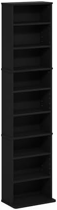 Furinno Jaya 9-Shelf Multimedia Media Storage Tower Rack with Adjustable Shelves, Americano