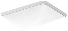 KOHLER 20000-0 Caxton Rectangle Undermount Bathroom Sink with Overflow Drain, 20-1/4" W x 15-11/16" D, White