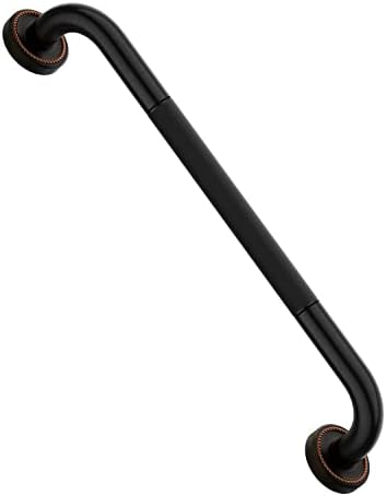 20 Inch Bronze Shower Grab Bar Oil Rubbed Black, Munzong Antique Brass Bathroom Grab Bar w/Anti-Slip Knurled Grip, Bathroom Balance Bar, Safety Handrail Support, Injury Elderly Senior Assist Handle